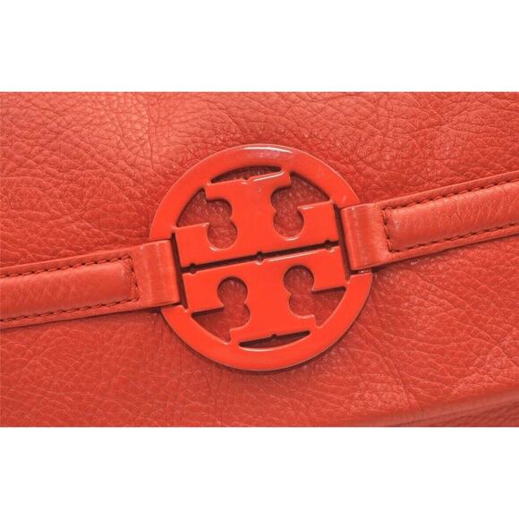Authentic TORY BURCH Vintage Amanda Leather Shoulder Crossbody Bag Orange 9019J - Picture 11 of 16